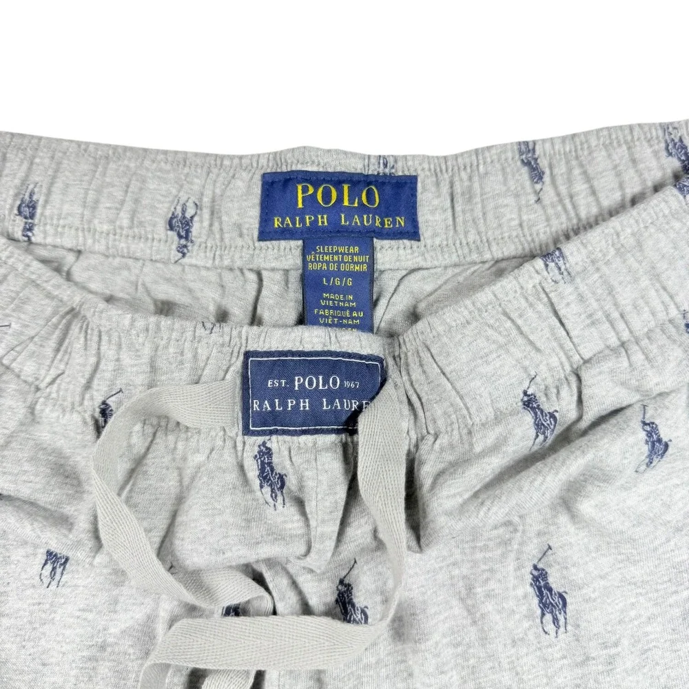 Polo Ralph Lauren Pajama Lounge Pants Men's Large L Gray Allover Pony Print